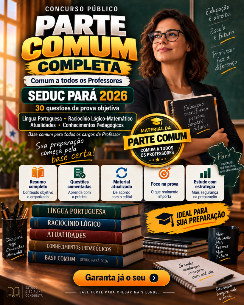Capa do material Concurso Público — Legislação Educacional e Normativos — Parte Comum SEDUC PA