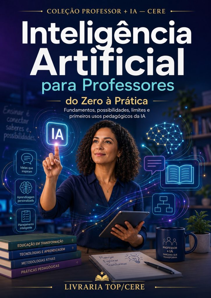 Capa do e-book Inteligência Artificial para Professores: do Zero à Prática, Volume 01 da Coleção Professor + IA da Livraria Top/CERE