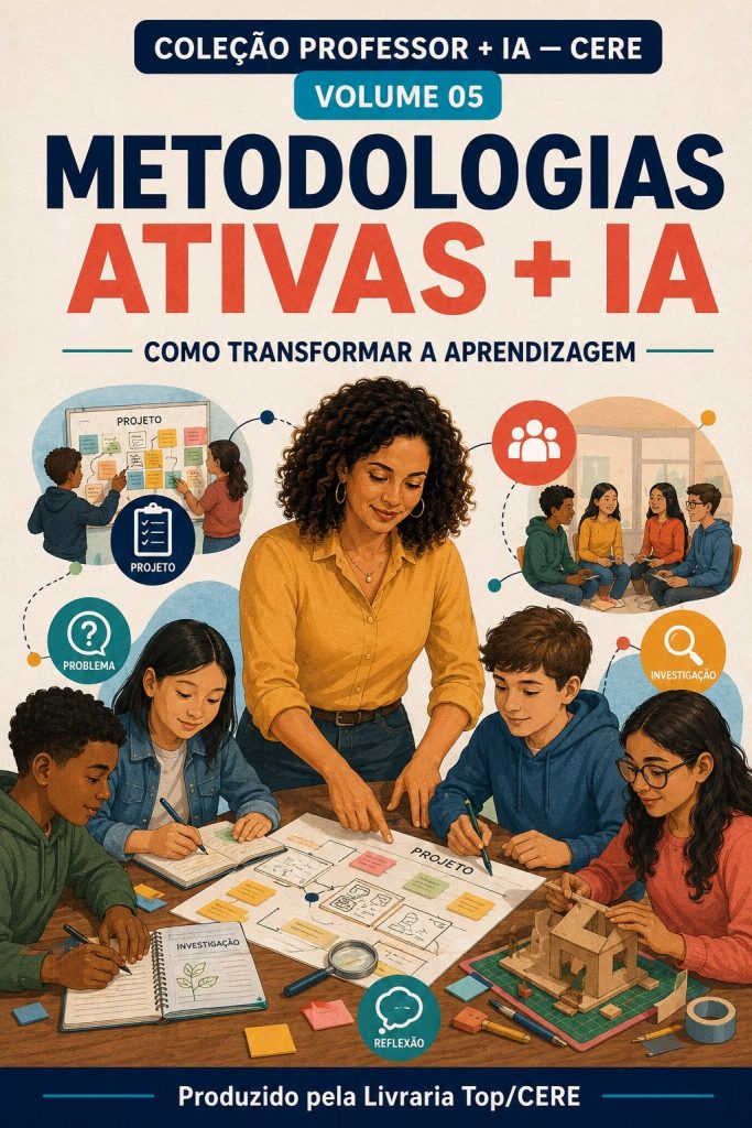 Capa do e-book Metodologias Ativas + IA, Volume 05 da Coleção Professor + IA da Livraria Top/CERE