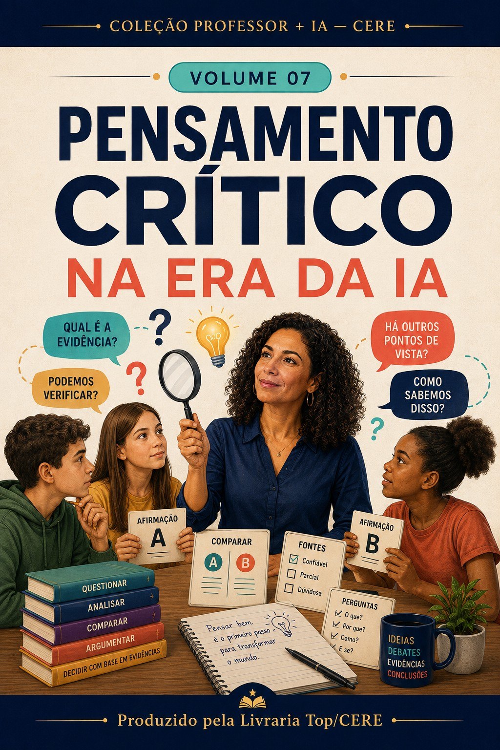 Capa do e-book Pensamento Crítico na Era da IA, Volume 07 da Coleção Professor + IA da Livraria Top/CERE